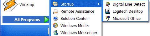 Startup entries in the Startup Menu