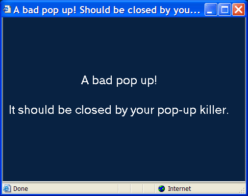 A bad pop up